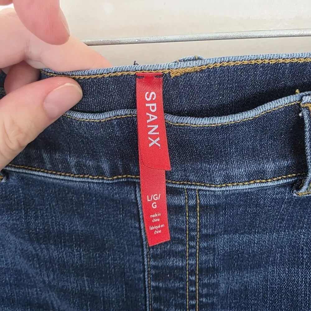 Spanx Blue Stretchy‎ Comfy High Rise Casual Flattering Flare Jeans Size Large